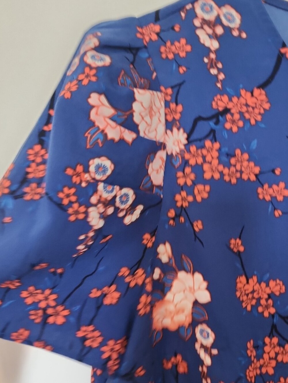 Forever 21 Blue Floral Mini Dress with Red And White Blooms - Picture 4 of 6